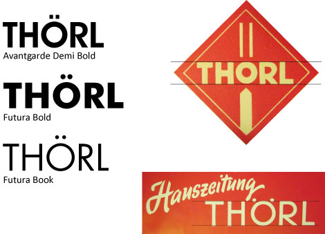 Schriftenvergleich Thörl - Standardschriften